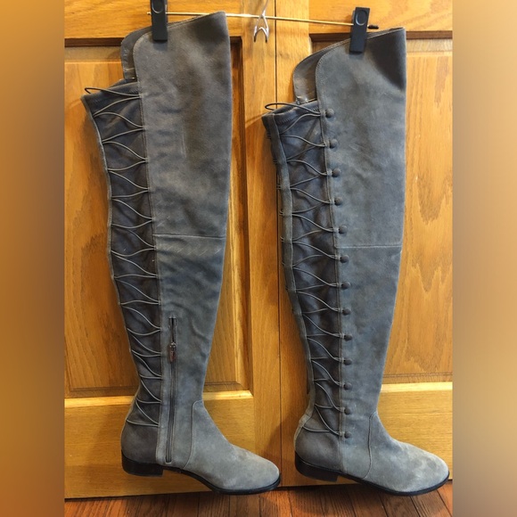 Vince Canute Croatia Greystone True Suede Stretch over the knee boots. New - Picture 1 of 5
